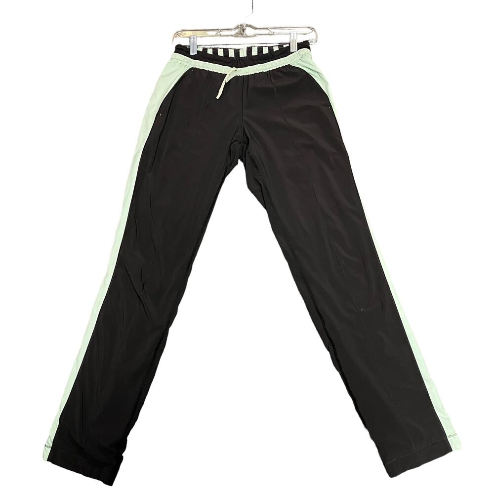 Lululemon Run Bandit  Mini Hyper Stripe Mint Teal Black Track Pant Size 8